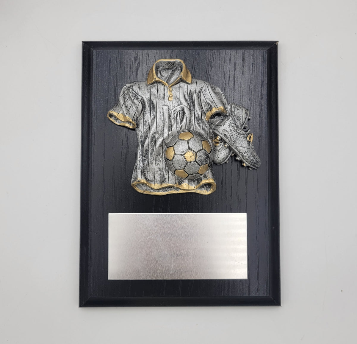 6x8" Plaque w/ Gold & Silver Soccer Plaque Relief