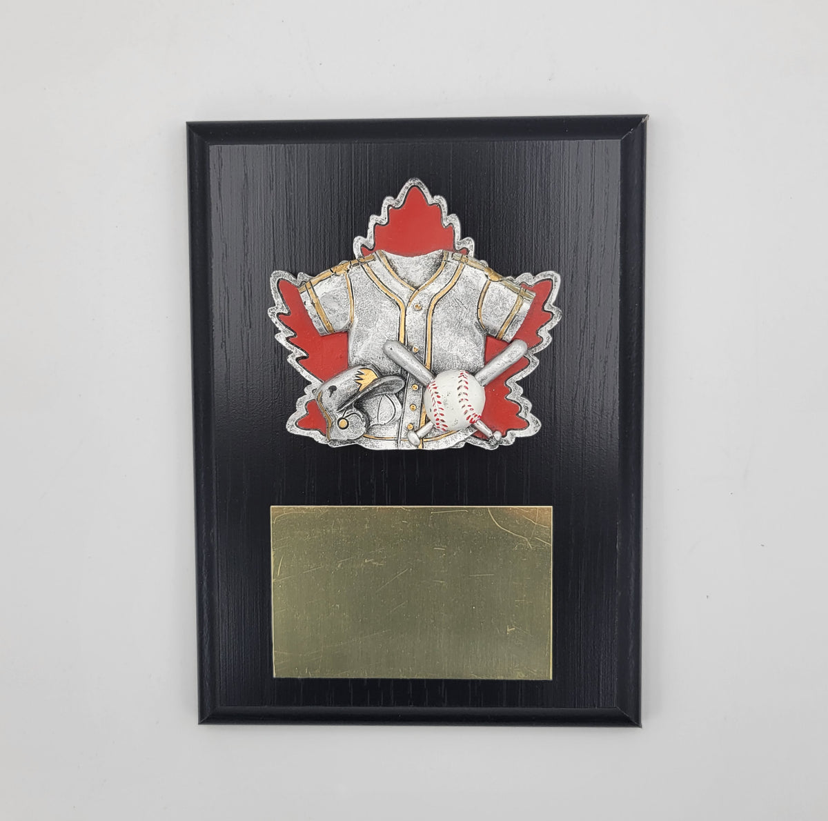 6x8" Plaque w/ Maple Leaf Baseball Plaque Relief