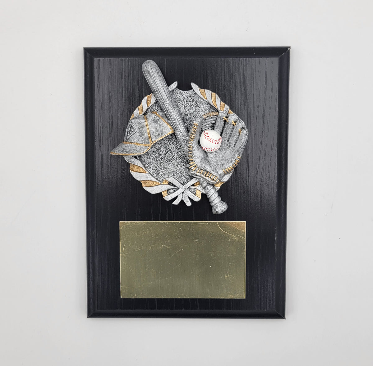 6x8" Plaque w/ Silver Laurel Baseball Plaque Relief