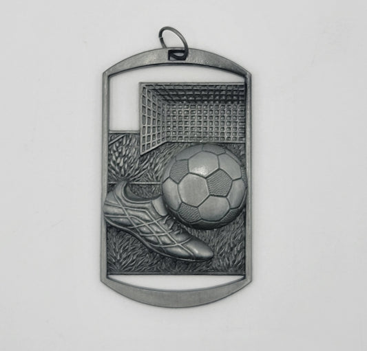 Silver Soccer Dog Tag